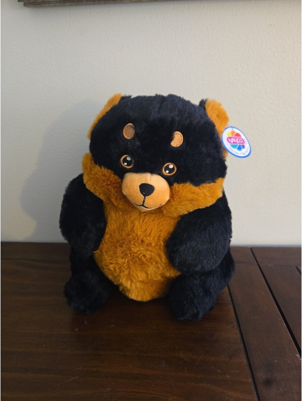 NEW NANCO Buddies Belly Buddy Plush Rottweiler Stuffed Animal Toy Sewn Eyes 9"